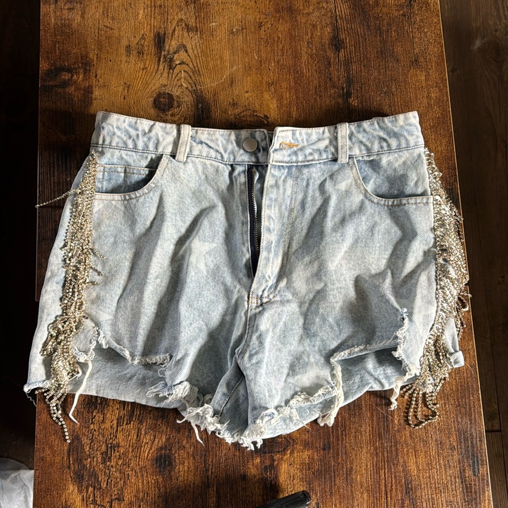 Rhinestone tassel shorts, Blue B collection